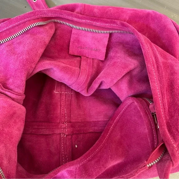 Jill Stuart Hot Pink Suede Slouch Purse Bag - Picture 6 of 6